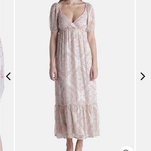 Spring + Mercer Maxi Short Sleeve Floral Print Dress Sz. M NWT